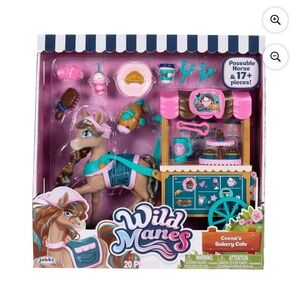 Wild Manes Cocoa's Blue Bakery Café Cart Playset Articulated Horse Doll NIB